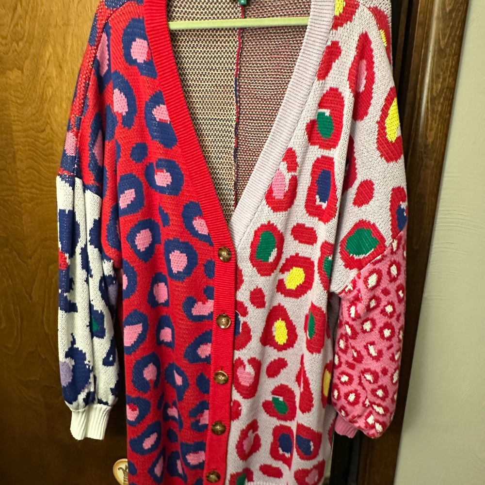 FARM Rio Multicolor Leopard Print Cardigan